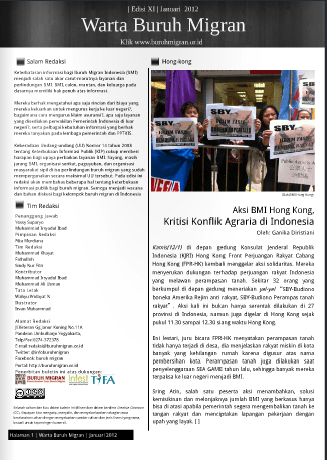 Cover Image for Warta Buruh Migran Januari 2012